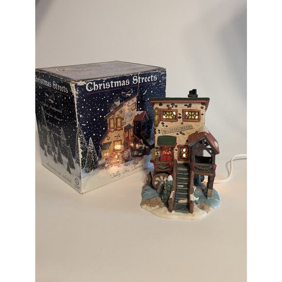 Christmas Streets Village Tally Ho Tavern Lighted Holiday Building Piece 1999 - Picture 3 of 16
